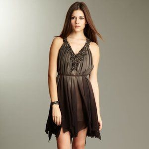 All Saints Lamia Dress Beaded Sheer Silk Ombre